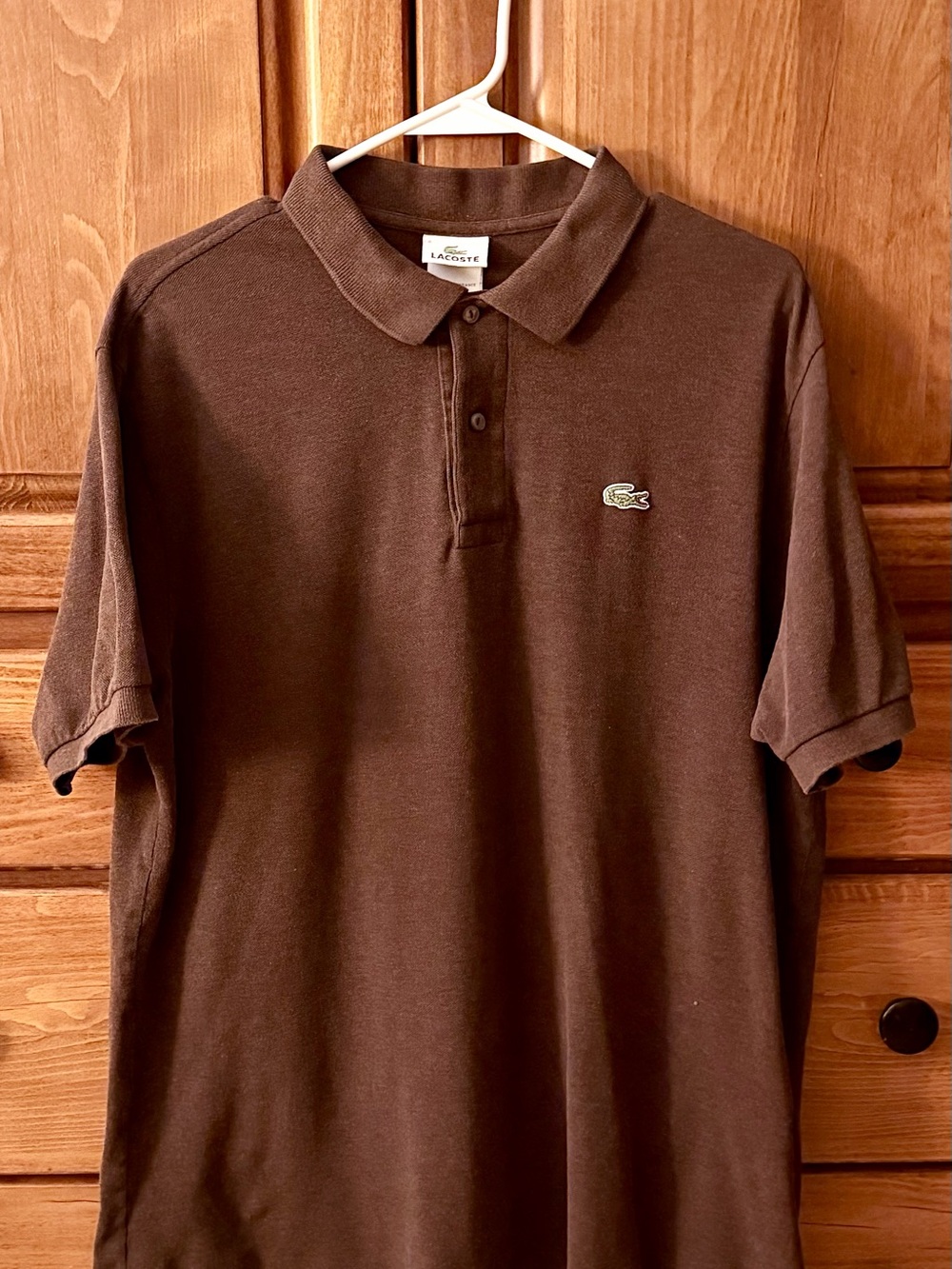 Lacoste Brown Men's Short Sleeve Polo with Crocodile Logo